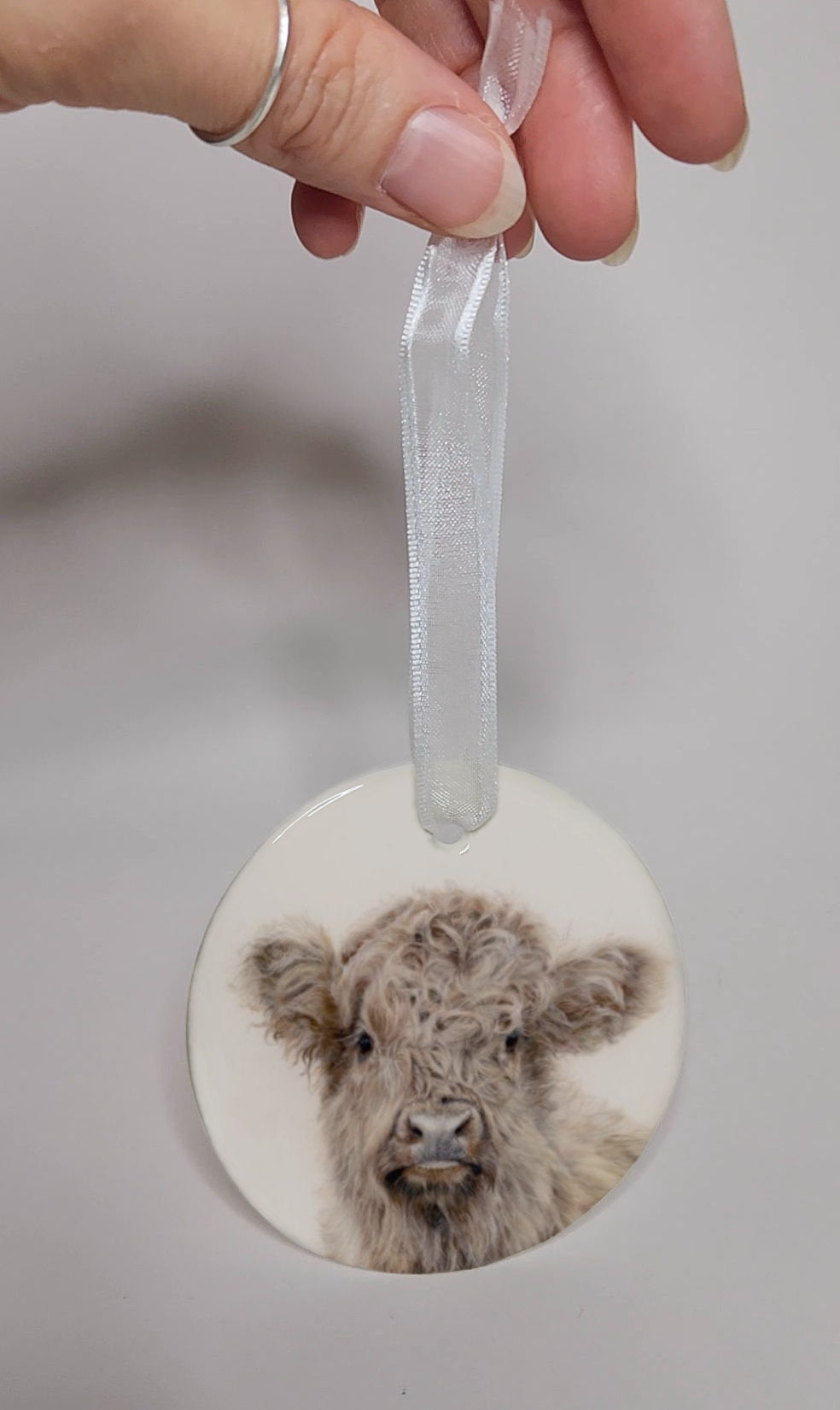 Highland Calf Ceramic Ornament image 1
