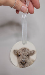 Highland Calf Ceramic Ornament image 1