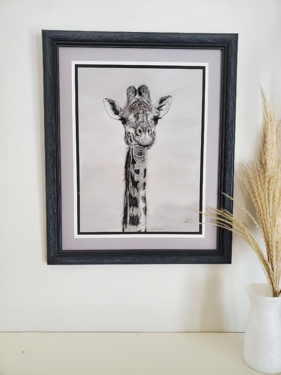 'Stretch and See' Original pastel giraffe artwork image 0