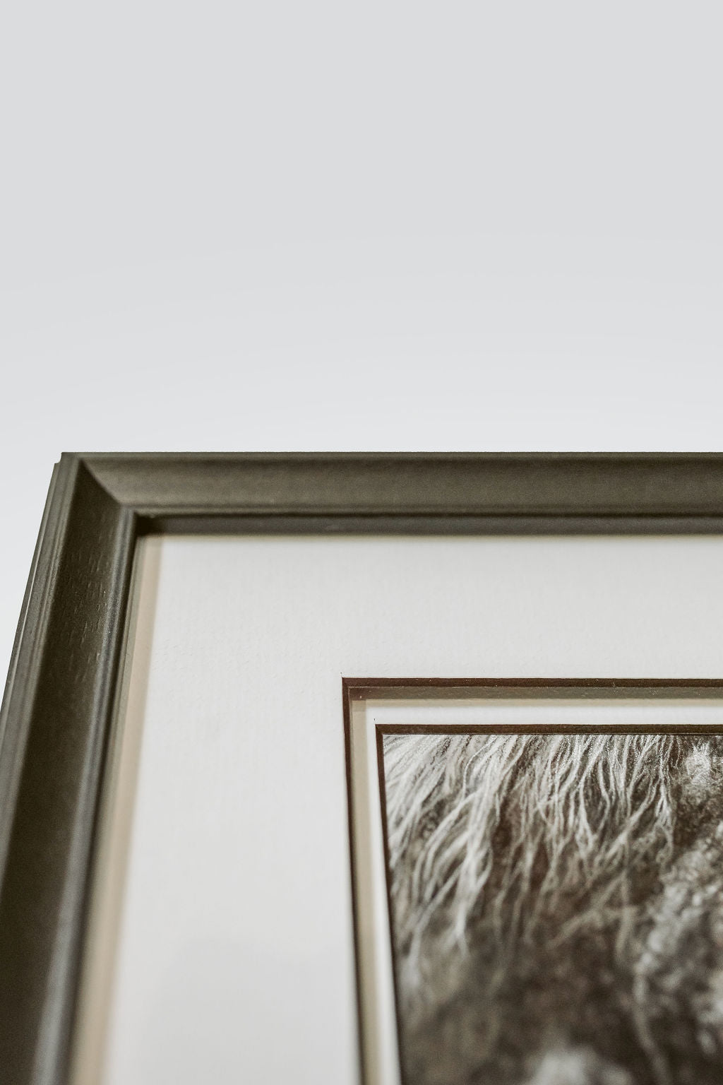"Connection Beyond Words" 5x7" Framed Pastel Original showing the frame and the white matting with inner black core detail