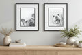 The Dog Duo fine art prints French Bulldog and Golden Retriever framed on wall by Crystal Clarke