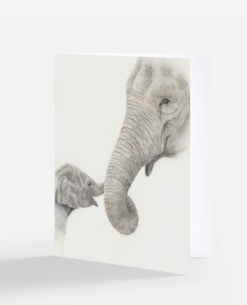 Greeting Card 'With You' Elephant and calf