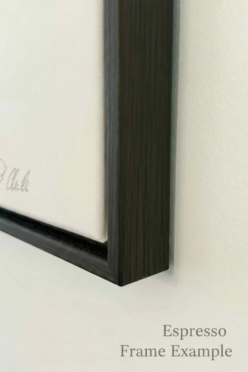 Canvas print close-up espresso frame corner detail by Crystal Clarke