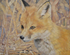 Pastel drawing of a fox in a natural setting