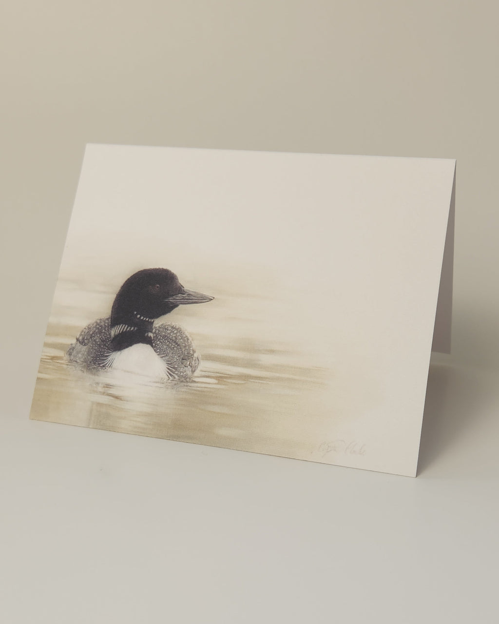 loon drawing on premium blank greeting card