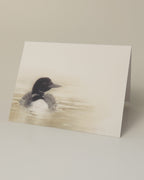 loon drawing on premium blank greeting card