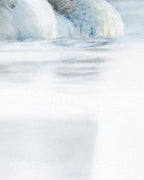 Close-up of a white swan on water drawn in pastel