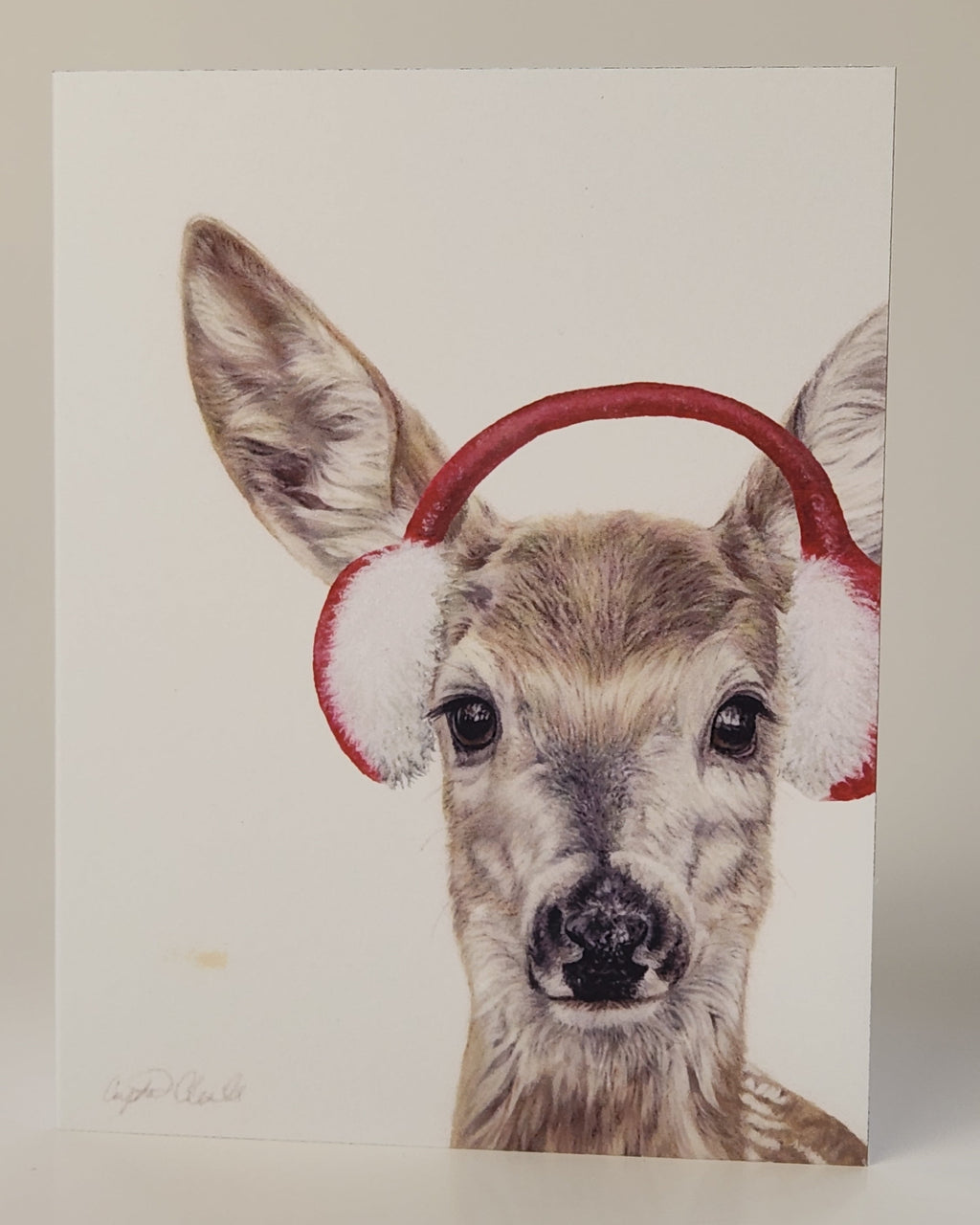 Drawing of deer with earmuffs