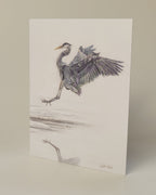 Blue heron greetin card for recycle sale 