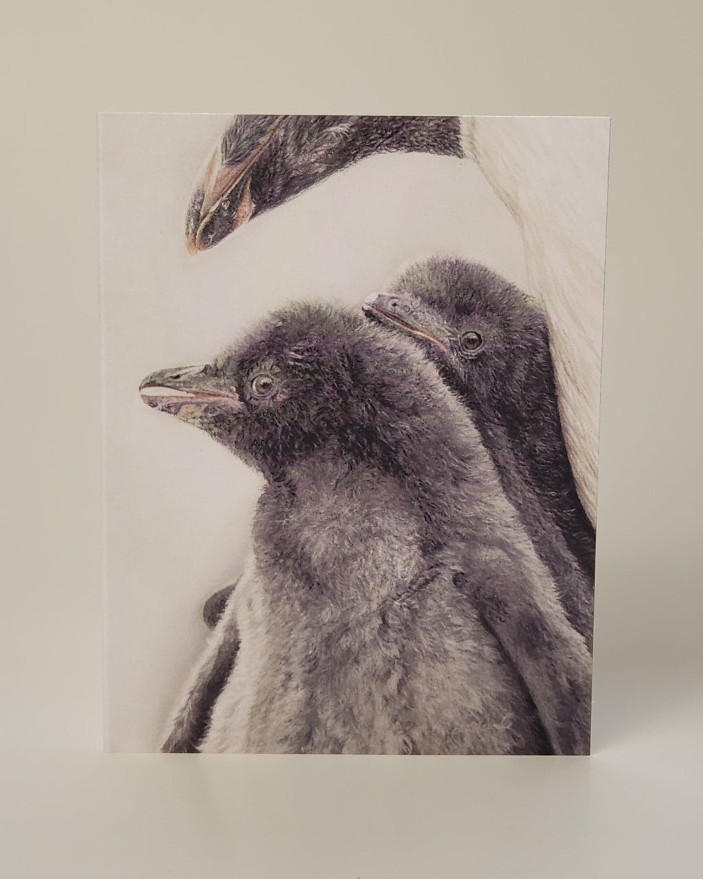 Drawing of two little penguins greeting card