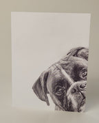 Drawing of boxer on greeting card