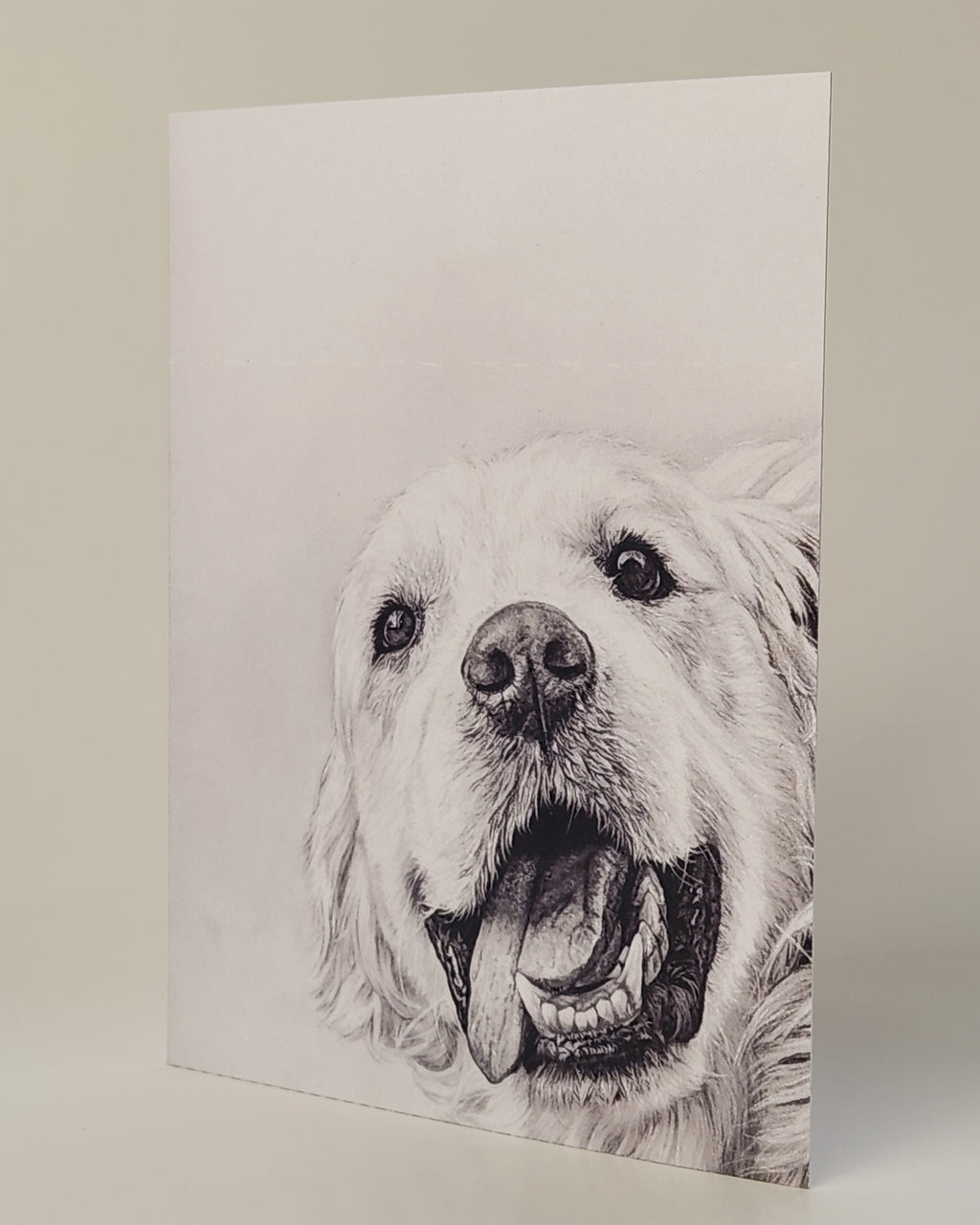 Golden retreiver drawing on premium blank greeting card