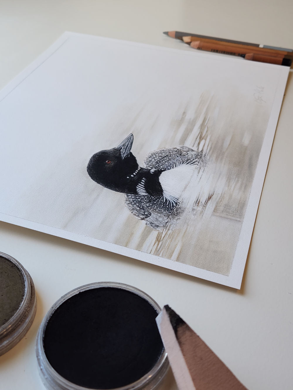 'Where the Stillness Begins' Original Loon pastel artwork image 5