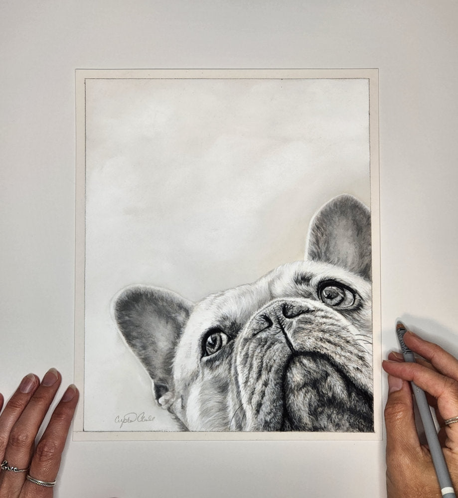 French Bulldog Pastel Original "I See You" Framed image 4