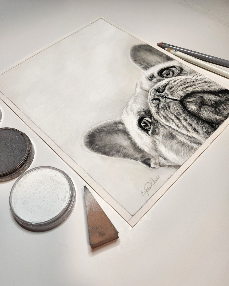 French Bulldog Pastel Original "I See You" Framed image 0