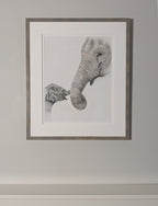 "With You" 16x20" Framed Original Elephant Pastel Artwork