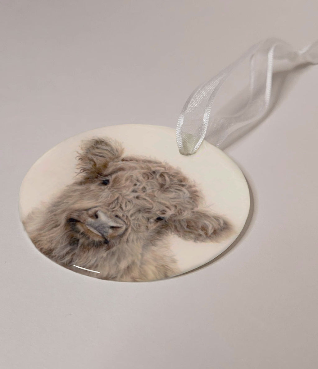 Highland Calf Ceramic Ornament image 0