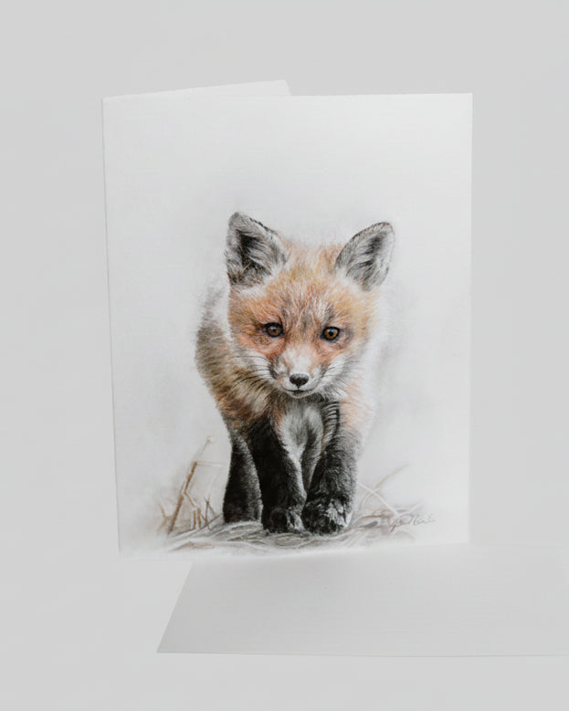greeting card featuring a fox drawing