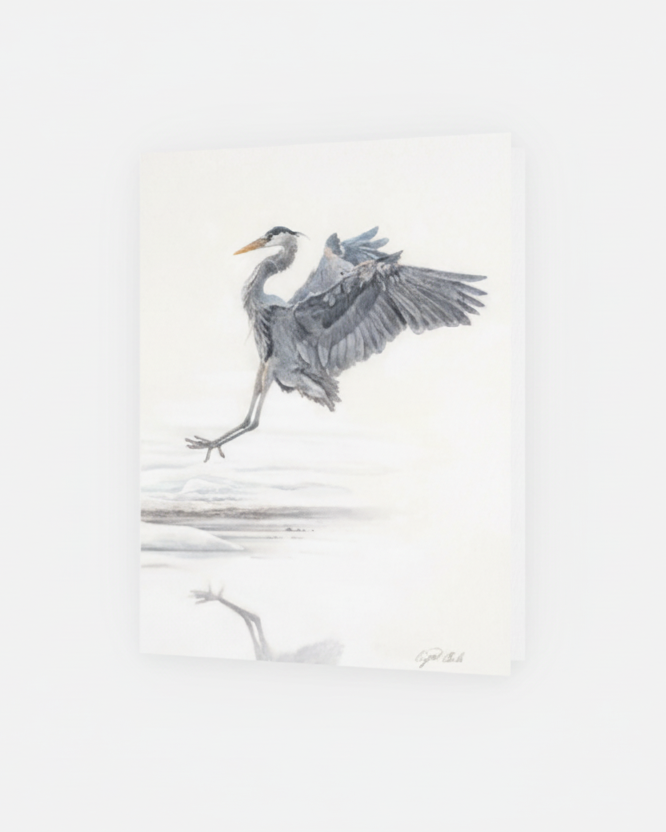 Greeting Card 'The Art of Landing' heron image 1